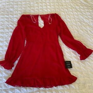 Lulus red ruffle mini dress